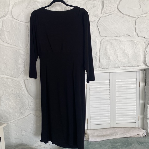 Lauren Ralph Lauren Dress 16 black v neck gathered on the side - Picture 3 of 12